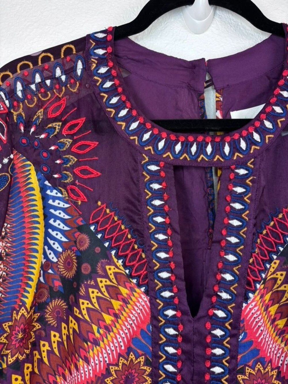 Anthropologie womens 18W Maren embroidered maxi dress purple multicolor bohemian - Picture 10 of 14